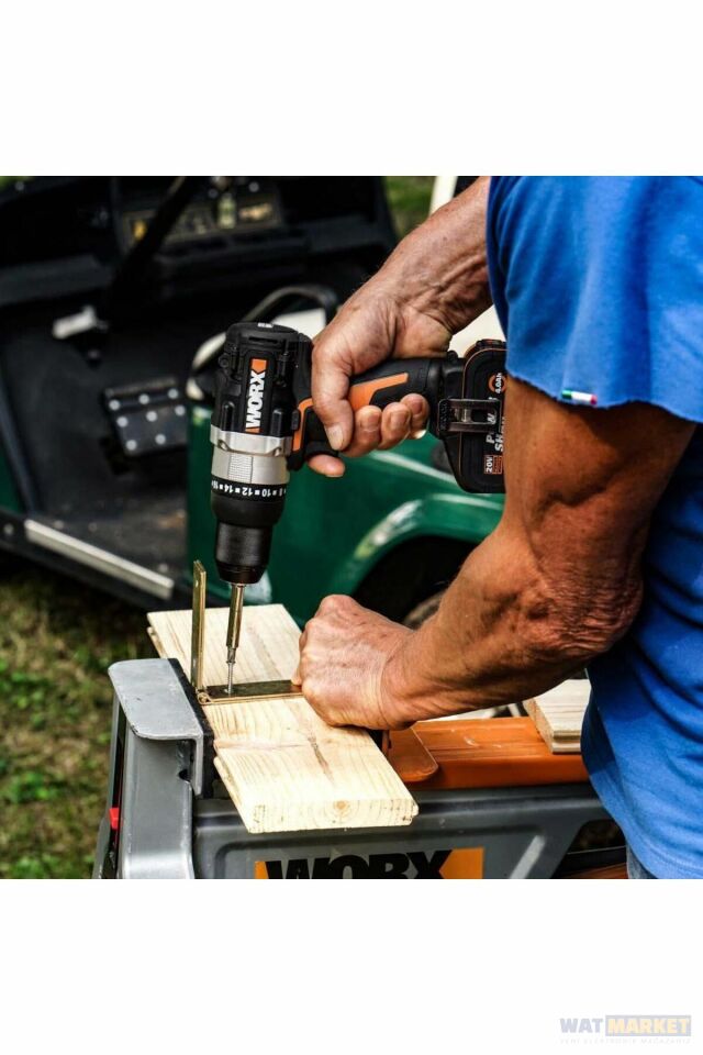 WORX WX102 20V/2.0Ah Li-ion Çift Akülü Kömürsüz Profesyonel Şarjlı Matkap