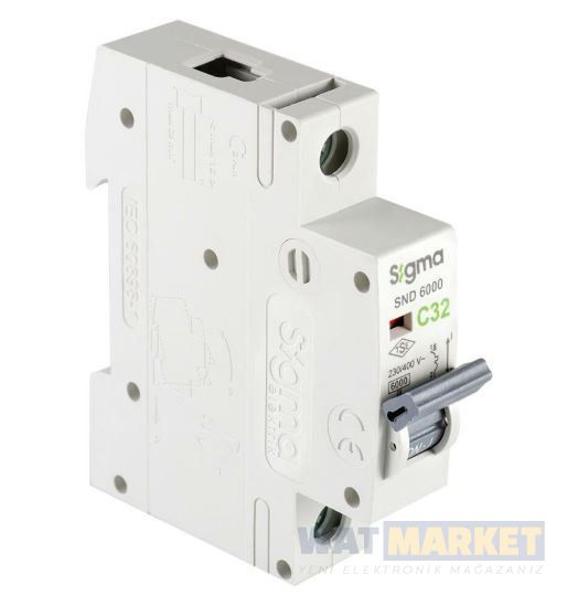 SND6000 6kA C32 A 1 Kutuplu Otomatik Sigorta  6SM132C