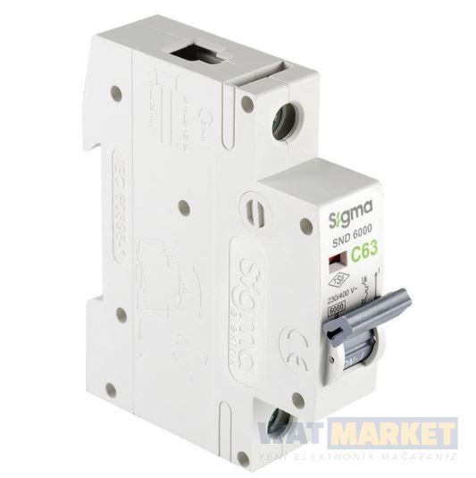 SND6000 6kA C63 A 1 Kutuplu Otomatik Sigorta  6SM163C