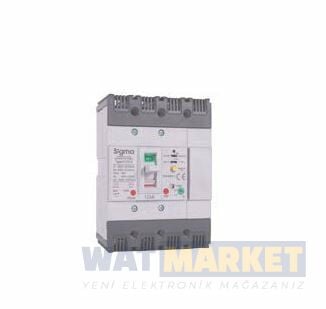 Sigma (4J125100) 4J125 100A KAÇAK AKIM ALGILAMALI TERMİK AYARLI AG DEVRE KESİCİ (AÇTIRMA BOBİNLİ)