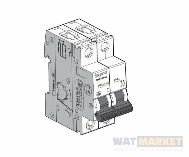 Sigma 1SMD220C 2X20A 10KA C Serisi W.otomat