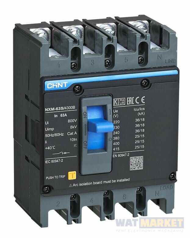 CHİNT -NXM-63S/4300B 4x32A 25kA Termik Manyetik Sabit Kompakt Şalter 205910