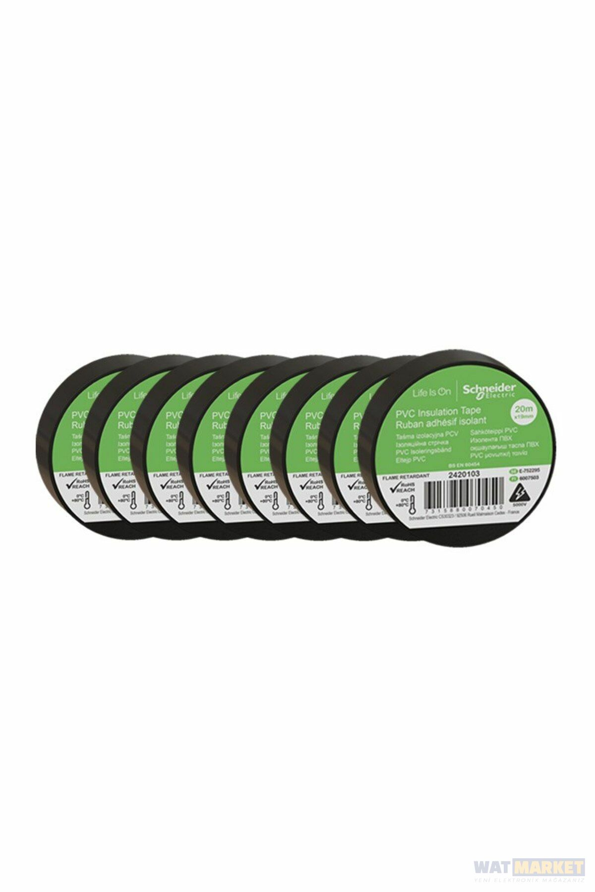 Schneider Thorsman İzole Bant  8'Lİ 19mmx20mt  Siyah 2420103