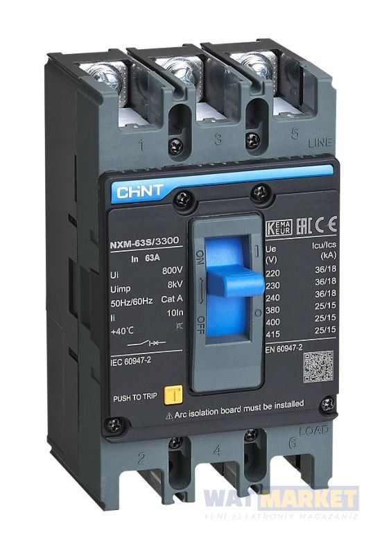 Chint (218740) NXM-1250S/3300T 1250A 50kA Termik-Manyetik Sabit Alçak Gerilim Devre Kesici / 3 Kutuplu